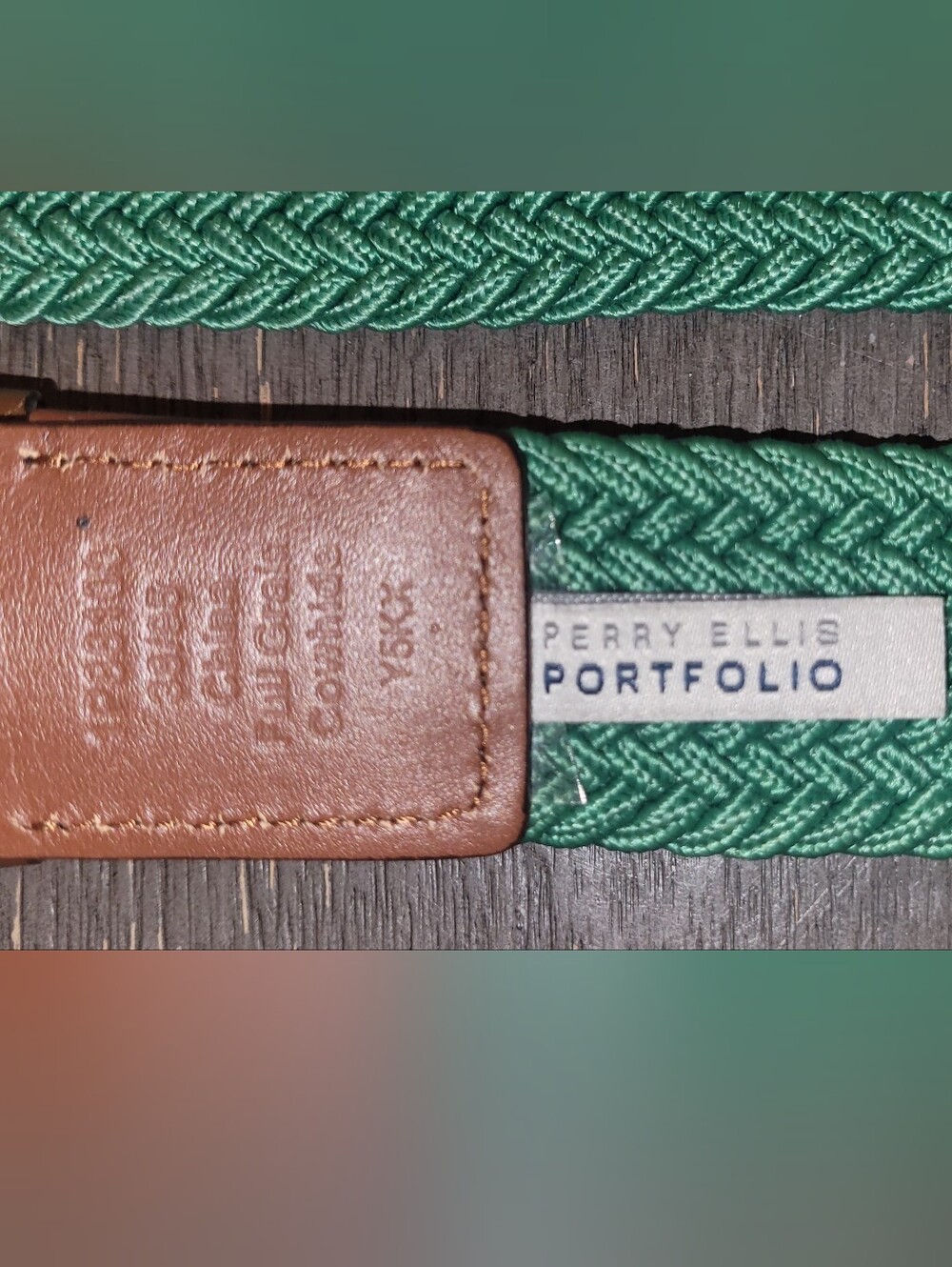 Men’s Green Braided Belt with Leather Trim